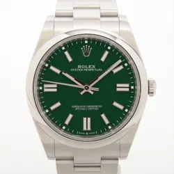 ROLEX OYSTER PERPETUAL 124300 SS SS AT GREEN-FACE 2 EXTRA LINKS