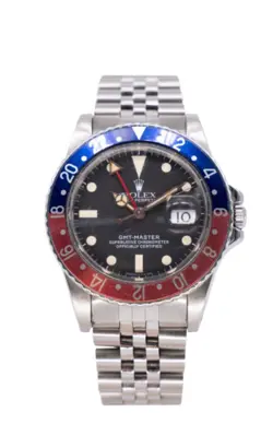 ROLEX GMT-MASTER 16750 SILVER JUBILEE BRACELET WITH BLUE AND RED BEZEL