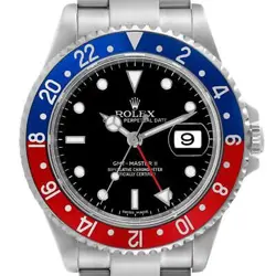 ROLEX GMT MASTER II BLUE RED PEPSI BEZEL ERROR DIAL STEEL MENS WATCH 16710