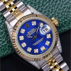 ROLEX DATEJUST LADIES TWO-TONE YELLOW GOLD & STEEL BLUE DIAMOND JUBILEE WATCH