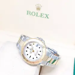 ROLEX 29MM 18K HALF YELLOW GOLD WHITE DIAL LADY YACHTMASTER REF: 169623 (A)