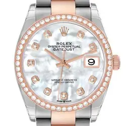 ROLEX DATEJUST 36 STEEL ROSE GOLD MOP DIAMOND MENS WATCH 126281