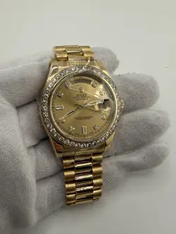 ROLEX DAY-DATE II 218348 41MM FACTORY CHAMPAGNE DIAMOND DIAL & BEZEL