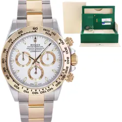 PAPERS MINT ROLEX 116503 DAYTONA WHITE CHRONOGRAPH TWO TONE GOLD STEEL WATCH