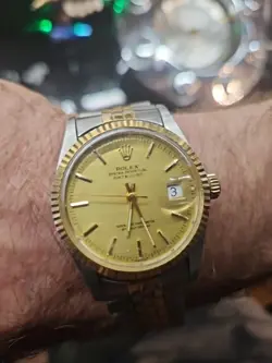 ROLEX DATEJUST GOLD DIAL AUTOMATIC STAINLESS STEEL WATCH