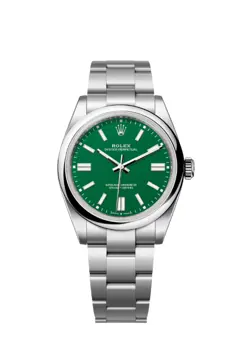 ROLEX OYSTER PERPETUAL 41 MM GREEN DIAL OYSTER BRACELET REF - 124300