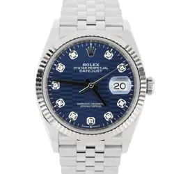 ROLEX DATEJUST 36 BLUE FLUTED MOTIF DIAMOND JUBILEE STAINLESS STEEL 126234 WATCH