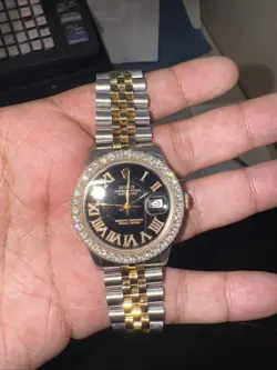 ROLEX DATEJUST 16013 TWO-TONE JUBILEE BR￼ACELET WITH AF DIAMOND DIAL & BEZEL