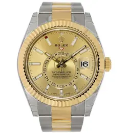 ROLEX SKY-DWELLER 326933 2022CARD 18K YG TWO TONE CHAMPAGNE DIAL AUTO WATCH 42MM