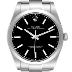 ROLEX OYSTER PERPETUAL 39 BLACK DIAL STEEL MENS WATCH 114300