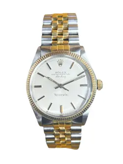 ROLEX 1983 34MM 5501 TIFFANY DIAL AIR KING TWO TONE STEEL & 14K GOLD JUBILEE