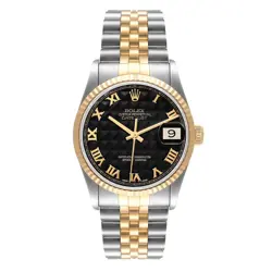 ROLEX DATEJUST 16233 BLACK PYRAMID DIAL WATCH