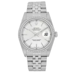 Rolex Datejust 36mm Holes Steel Silver Dial Automatic Mens Watch 16220