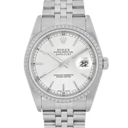 Rolex Datejust 36mm Holes Steel Silver Dial Automatic Mens Watch 16220