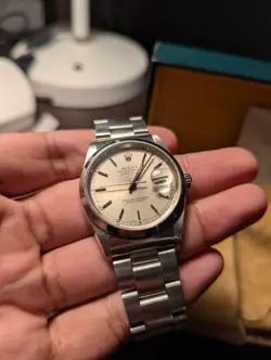 ROLEX DATEJUST OYSTER STEEL WATCH WITH BOX AND PAPERS