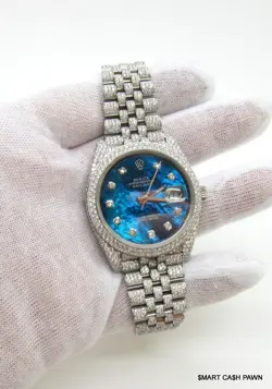 ROLEX 126300 DATEJUST 41MM CUSTOM ICED OUT 14 TCW DIAMOND 2020'S JUBILEE WATCH