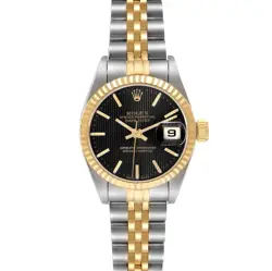 ROLEX DATEJUST STEEL YELLOW GOLD TAPESTRY DIAL LADIES WATCH 69173 BOX PAPERS