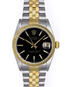 Rolex datejust 68273 Auto Two Tone Jubilee Black 1989 Paper Women's Watch 31mm