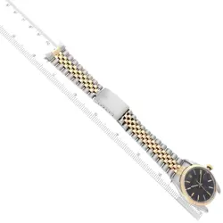ROLEX DATEJUST STEEL YELLOW GOLD BLACK DIAL VINTAGE MENS WATCH 16013