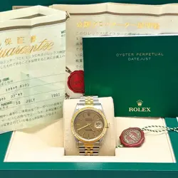 ROLEX 16233 DATEJUST 36MM TWO-TONE CHAMPAGNE PLAID DIAL JUBILEE-1991