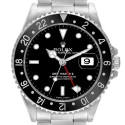 ROLEX GMT MASTER II BLACK BEZEL STEEL AUTOMATIC MENS WATCH 16710