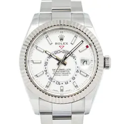 ROLEX SKY-DWELLER 326934 AUTO 18K WHITE GOLD FLUTED WHITE DIAL MEN'S WATCH 42MM