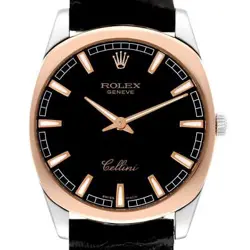 ROLEX CELLINI DANAOS ROSE GOLD BLACK DIAL MENS WATCH 4243