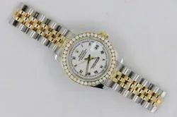 ROLEX DATEJUST 179173 WHITE ROMAN DIAL TWO-TONE DIAMOND BEZEL JUBILEE BAND 2006