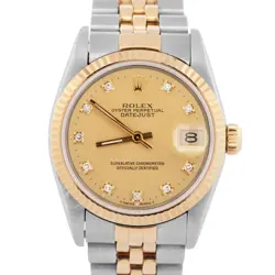 ROLEX DATEJUST 31MM MIDSIZE TWO-TONE CHAMPAGNE DIAMOND 18K YELLOW GOLD 68273