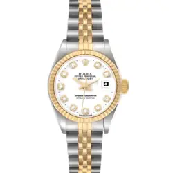 ROLEX DATEJUST STEEL YELLOW GOLD WHITE DIAMOND DIAL LADIES WATCH 69173