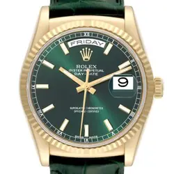 ROLEX PRESIDENT DAY DATE YELLOW GOLD GREEN DIAL MENS WATCH 118138