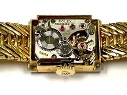 VINTAGE 18K YELLOW GOLD & DIAMOND ROLEX PRECISION MECHANICAL COCTAIL WATCH