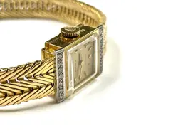 VINTAGE 18K YELLOW GOLD & DIAMOND ROLEX PRECISION MECHANICAL COCTAIL WATCH