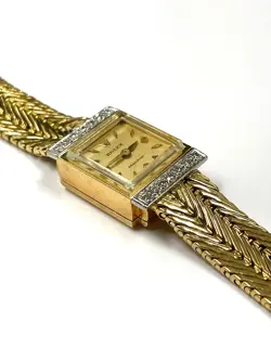 VINTAGE 18K YELLOW GOLD & DIAMOND ROLEX PRECISION MECHANICAL COCTAIL WATCH