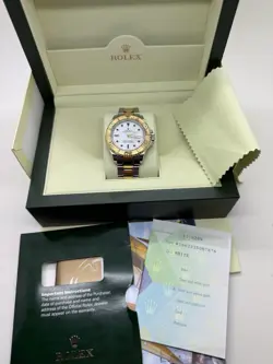 2007 ROLEX YACHTMASTER TWO TONE GOLD STEEL 40MM AUTOMATIC WATCH 16623 B+P PAPERS