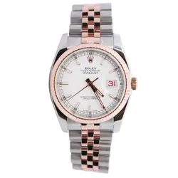 ROLEX DATEJUST 36MM WHITE DIAL WATCH 116231 ROSE GOLD
