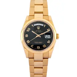 ROLEX 118205 DAY-DATE 36 18K ROSE GOLD BLACK DIAL 36MM 2007 BOX & PAPERS