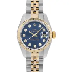 ROLEX DATEJUST 10P DIAMOND 179173G BLUE F NUMBER SECOND HAND WOMEN