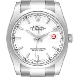 ROLEX DATEJUST WHITE DIAL OYSTER BRACELET STEEL MENS WATCH 116200