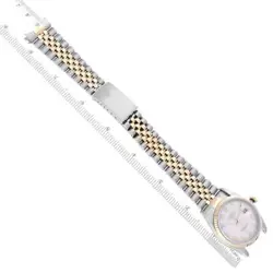 ROLEX DATEJUST STEEL YELLOW GOLD IVORY PYRAMID DIAL MENS WATCH 16233
