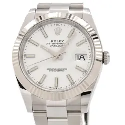 ROLEX MEN'S DATEJUST 41 126334 K18WG/SS WHITE AUTOMATIC #CS068