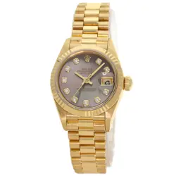 ROLEX DATEJUST 10P DIAMOND BLACK SHELL WATCHES 69178NG K18 YELLOW GOLD/18K Y...