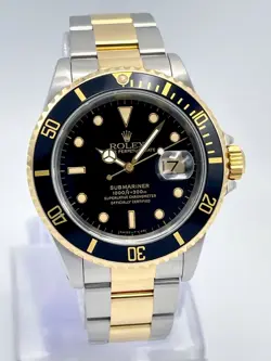 ROLEX SUBMARINER DATE 16613 40MM BLACK DIAL BLACK BEZEL BI METAL TWO TONE BOX