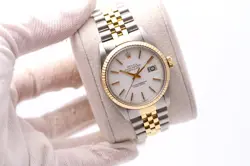 ROLEX DATEJUST 36MM STEEL & GOLD  WHITE DIAL FLUTED 16013 JUBILEE MEN'S WATCH