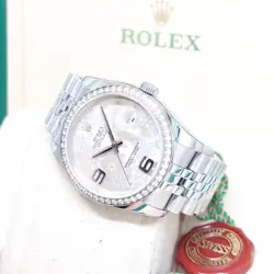 ROLEX 36MM SILVER FLORAL DATEJUST 116244 (2009)