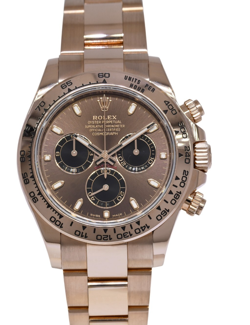 ROLEX DAYTONA 18K ROSE GOLD CHOCOLATE/BLACK DIAL 40MM WATCH B/P '21 116505