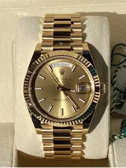 NEW IN BOX ROLEX PRESIDENT DAY-DATE 40 MM, OYSTER,  18 CT YELLOW GOLD