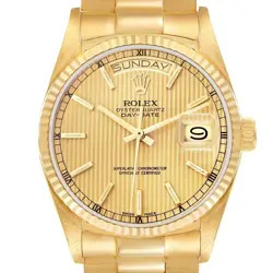ROLEX PRESIDENT DAY-DATE YELLOW GOLD TAPESTRY DIAL MENS WATCH 18038