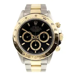 ROLEX DAYTONA GOLD & STEEL BLACK DIAL 40MM AUTOMATIC MOVEMENT MENS WATCH 16523
