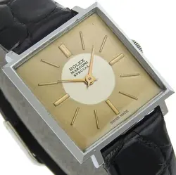 Rolex Marconi Manual Stainless Steel Gold Dial Women's Vintage 28mm Square